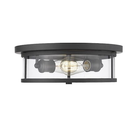 Z-Lite Savannah 2 Light Flush Mount, Bronze & Clear 462F14-BRZ
